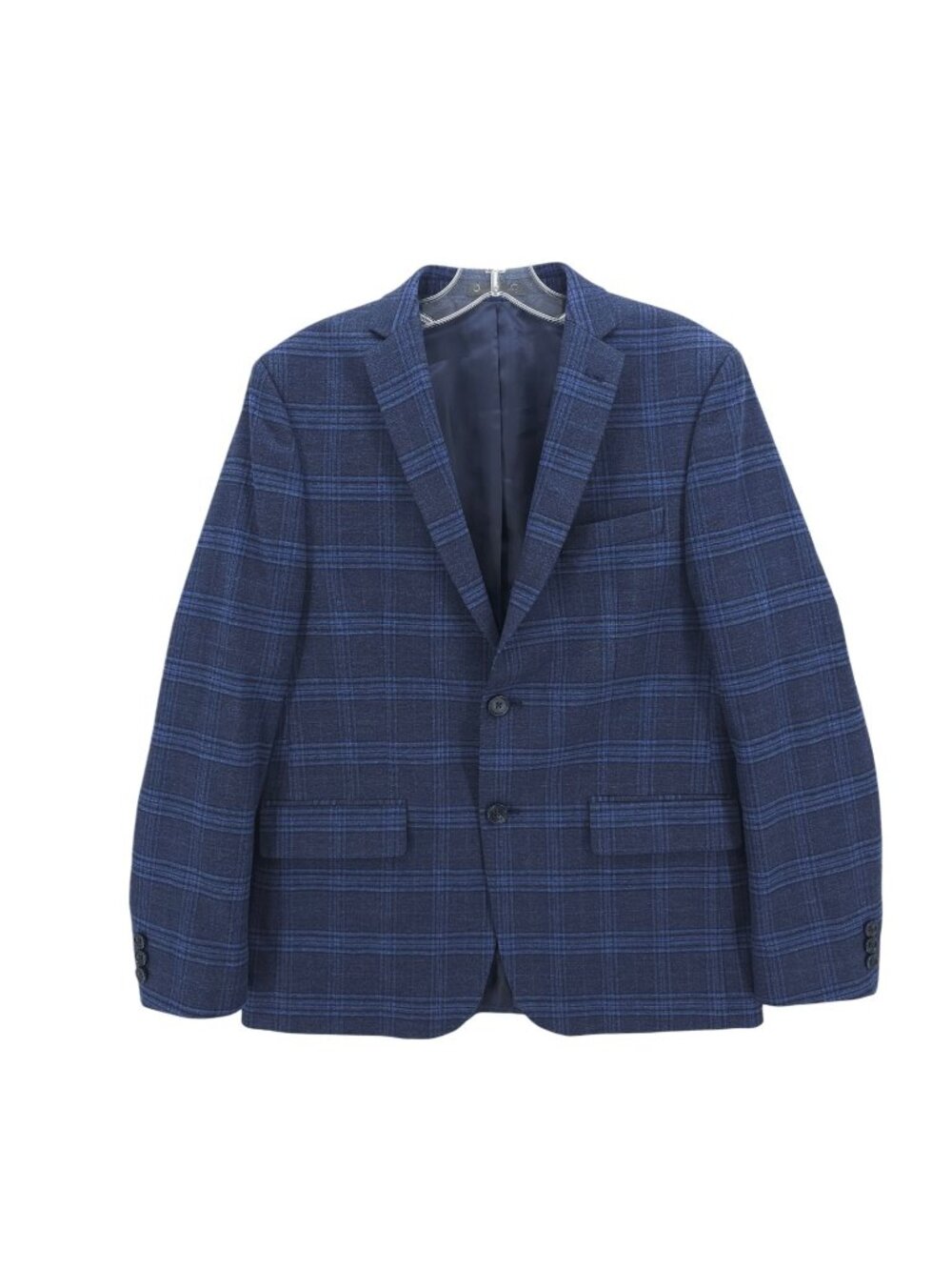 B By Brooks Brothers Boys Blue Plaid Blazer Jacket 2-Button Size 18R